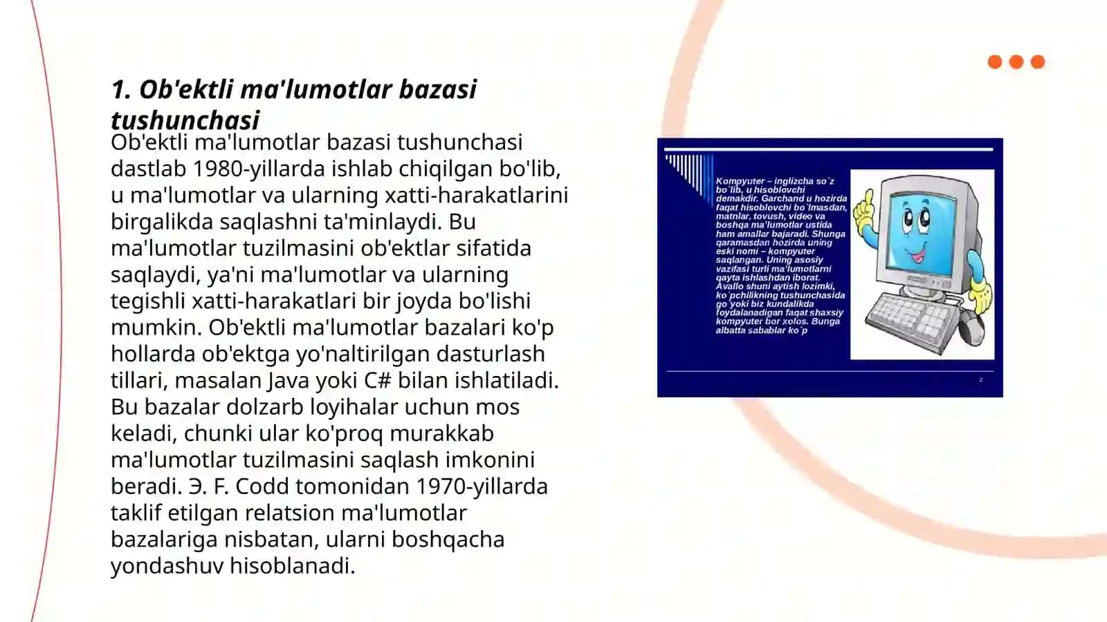 Ob'ektli ma'lumotlar bazasi 3