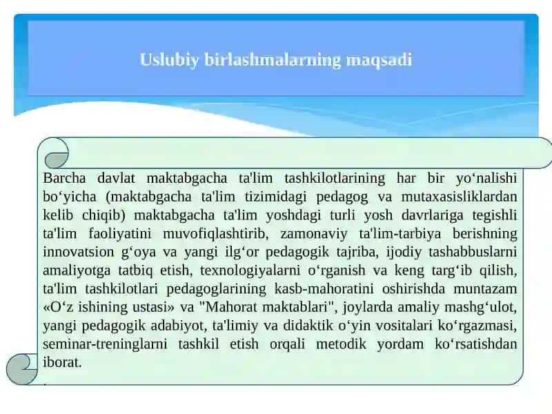 Davlat maktabgacha ta'lim tashkiloti pedagog xodimlari uchun uslubiy birlashmalar tashkil etish 3
