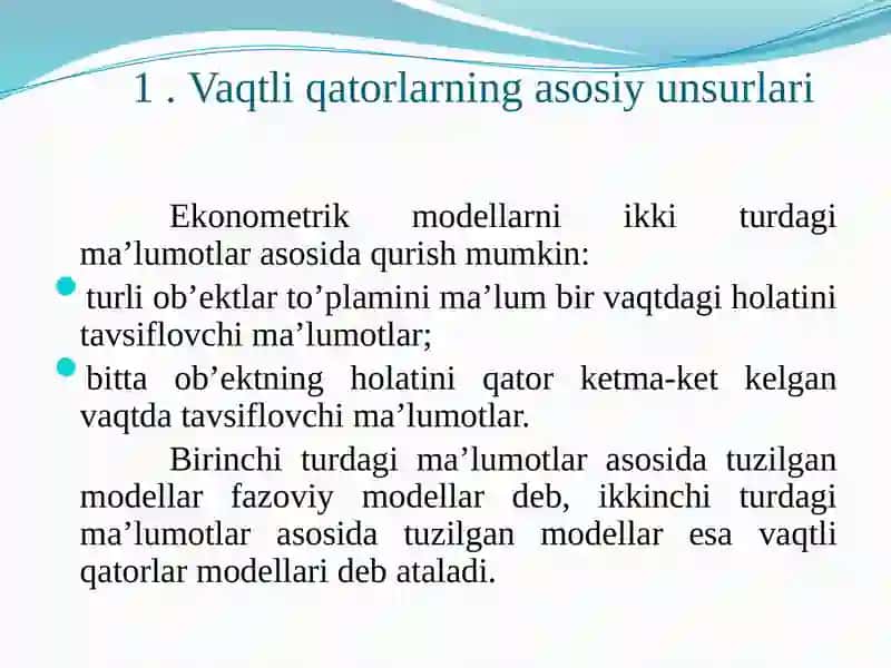 Davriy qatorlarda ekonometrik modellshtirish 3