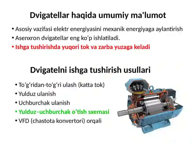 Dvigatellarni xavfsiz ishga tushurish uchun qurulma tayyorlash 3