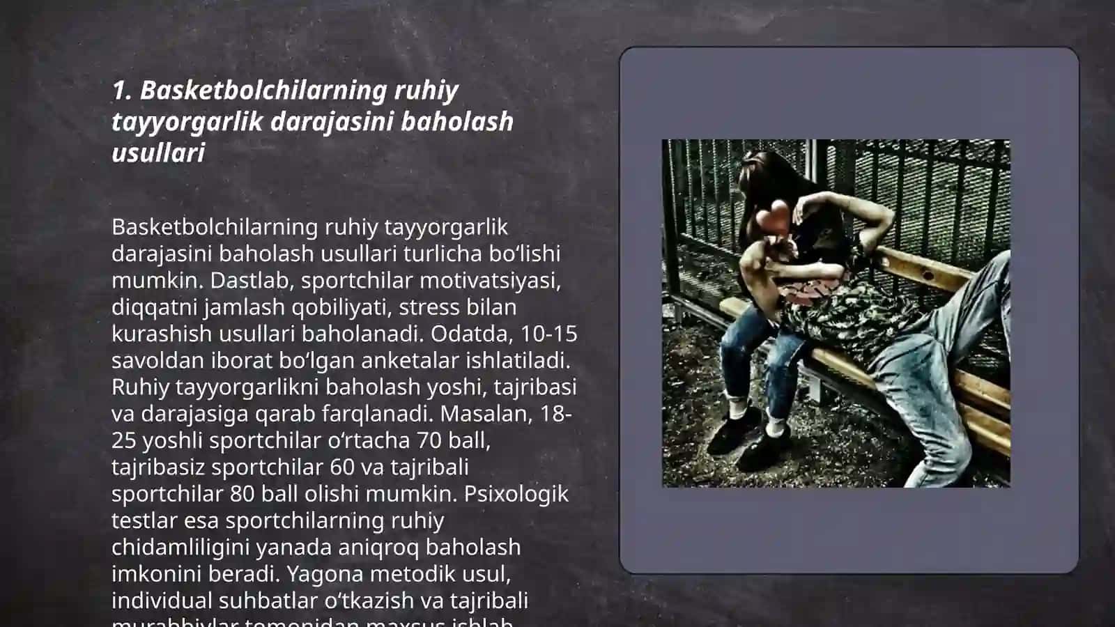 Basketbolchilarga ruhiy va psixologik tayyorgarlik xolatini aniqlash 3