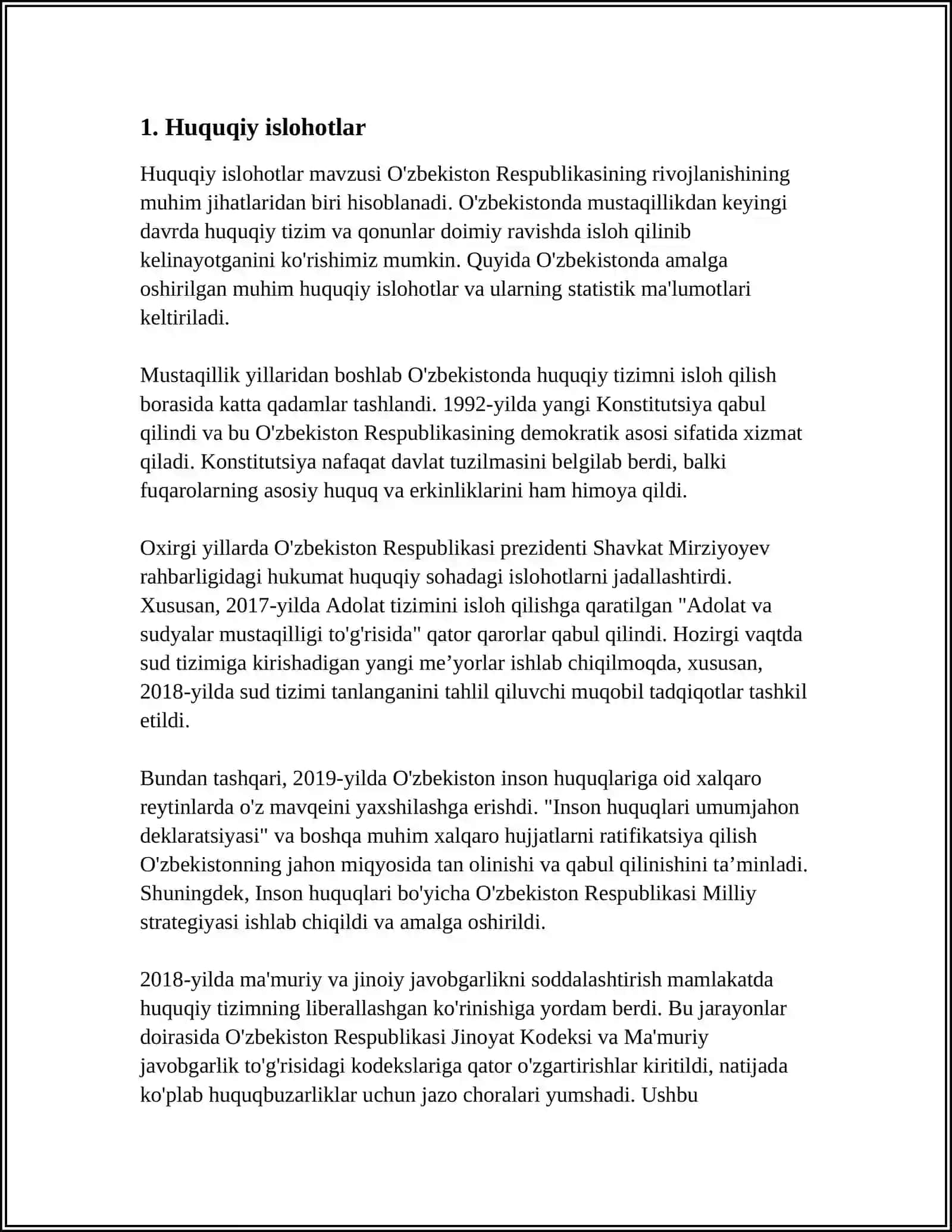 MUSTAQILLIK YILLARIDA DAVLAT BOSHQARUVI TIZIMIDA AMALGA OSHIRILGAN ISLOHOTLAR 3