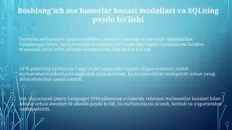 Maʼlumotlar bazasini ishlab chiqish dasturiy vositalarini rivojlanish tarixi 3
