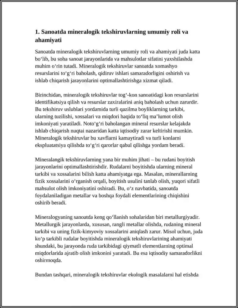 MINERALOGIK TEKSHIRISHLARNI SANOATDAGI AHAMIYATI 3