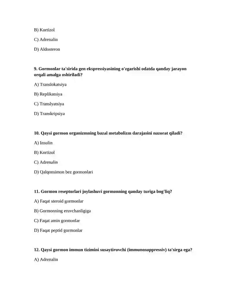 Biokimyoviy jarayonlarda garmonlar boshqaruvi 3