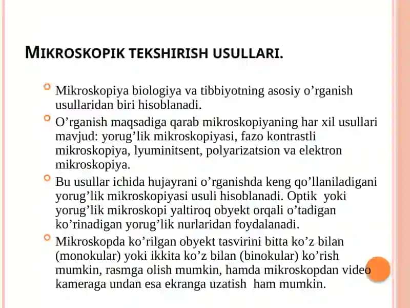 Biologik tadqiqotlarda mikroskopik tekshirish usullari 3