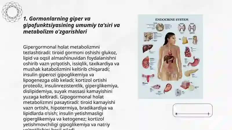 Gormonlarning giper va gipofunktsiyasini metabolizmning o'zgarishiga ta siri 3
