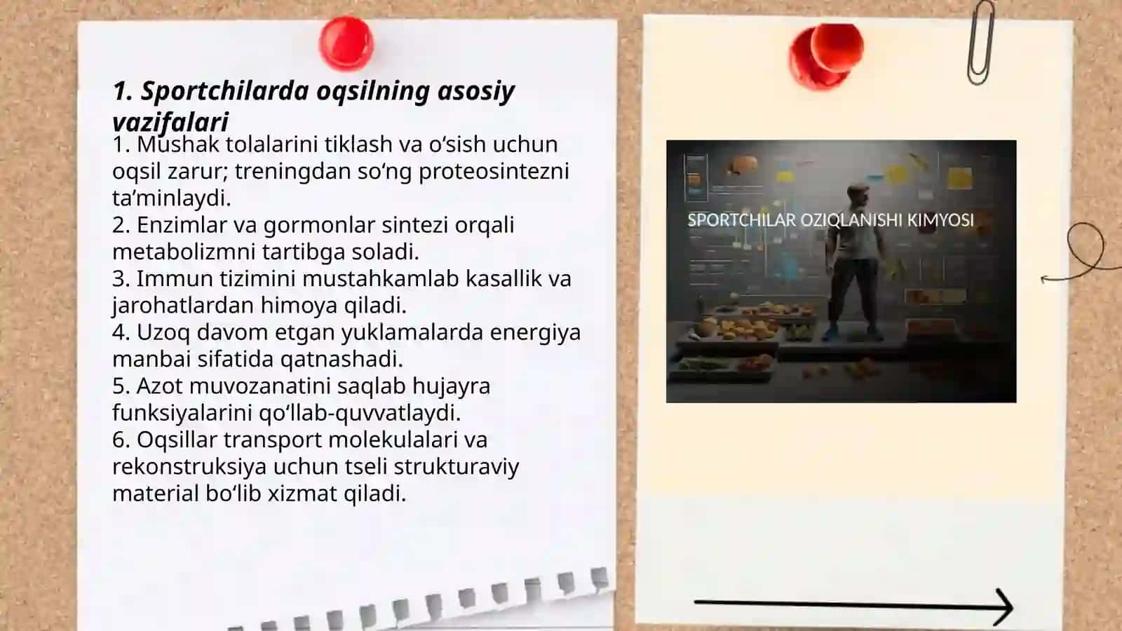 Sportchilar organizmida oqsilning oʻrni 3