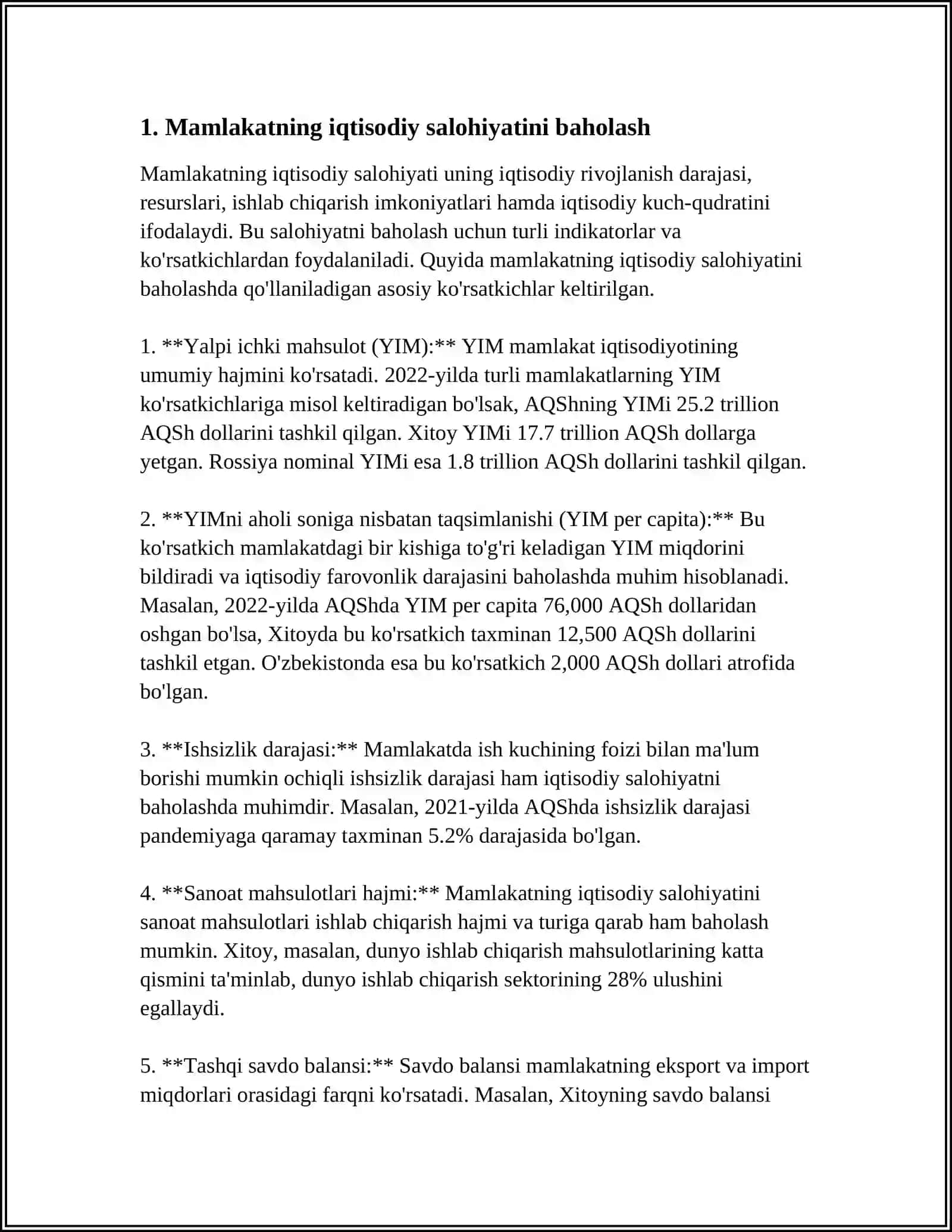 MUSTAQIL ISH Mavzu: MAKROIQTISODIYOT FANINING MOHIYATI VA MAZMUNI 3