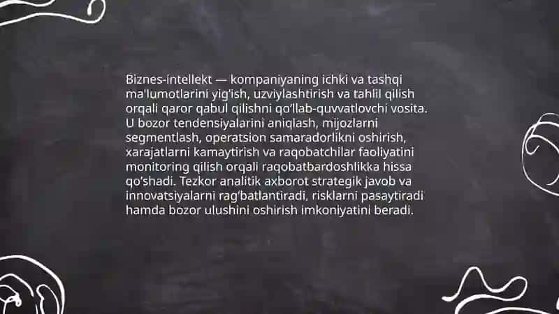 Biznes-intellekning roli raqobatdoshlikni oshirishda 3