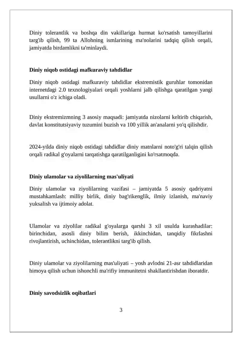 Din niqobidagi mafkuraviy tahdidlarni aniqlash uchun diniy bilimlarin mustaxkamlash 3
