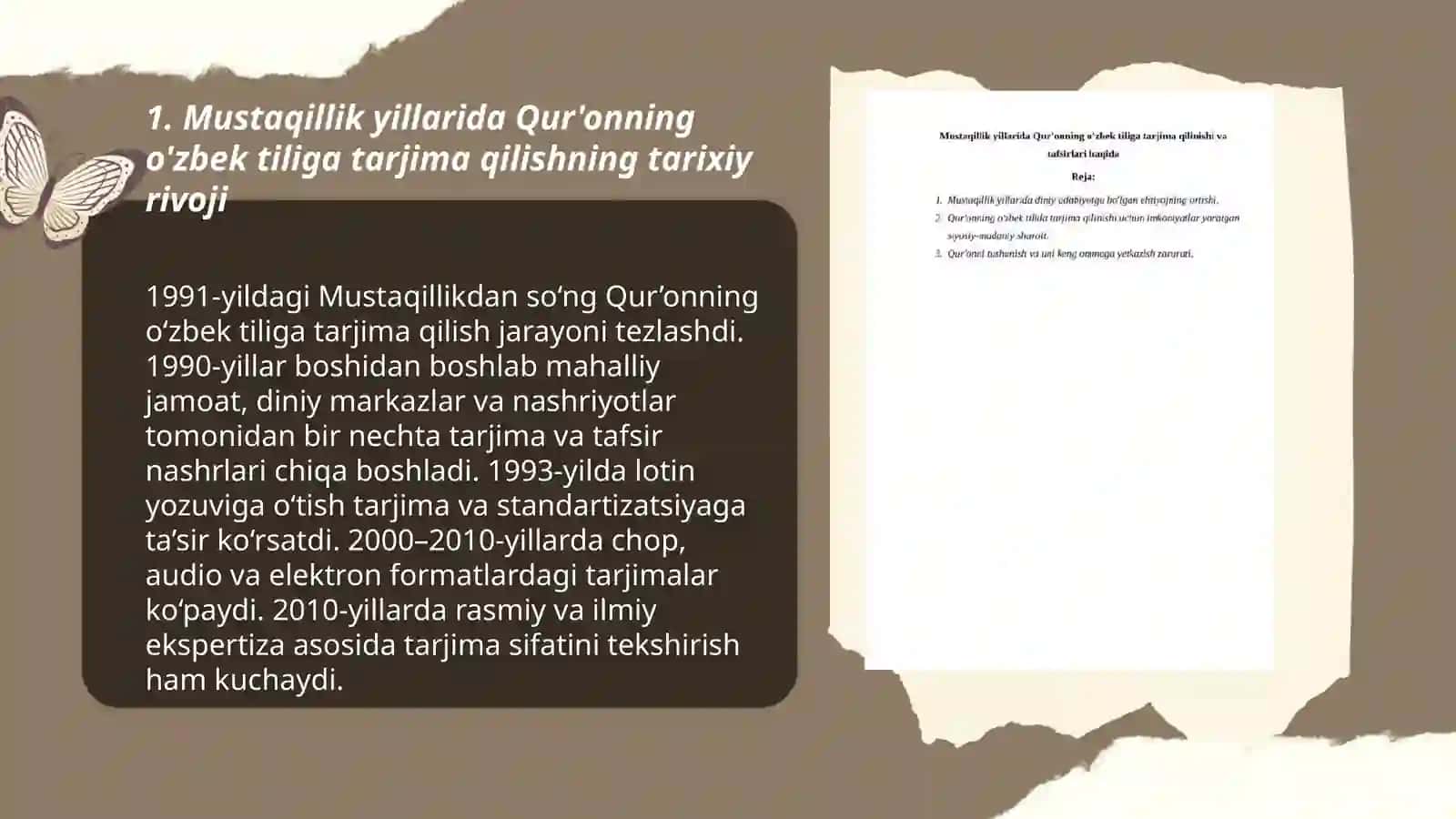 Mustaqillik yillarida Qur'onning o'zbek tiliga tarjima qilinishi va tafsirlari haqida 3