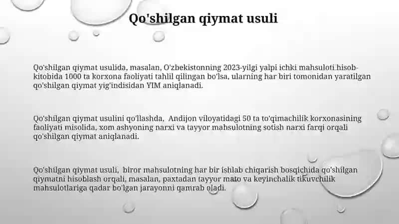 Yalpi Ichki Maxsulotni Xisoblash Usuli 3