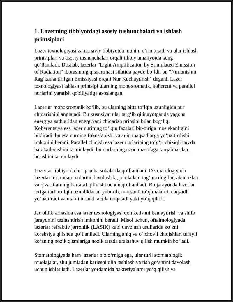 LAZER VA ULARDAN TIBBIYOTDA FOYDALANISH 3