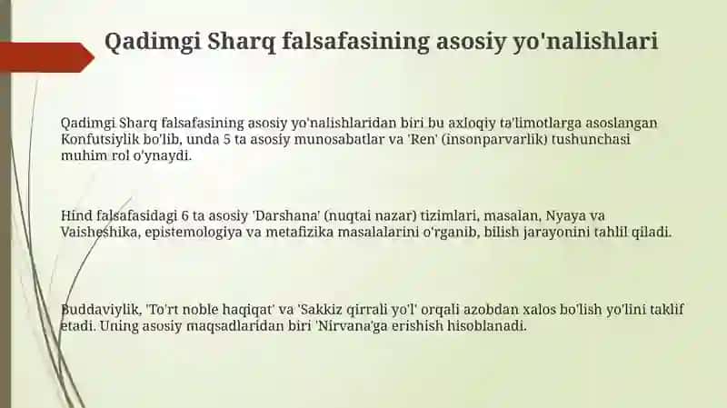 Qadimgi sharq falsafasi va uning milliy yoʻnalishlari 3