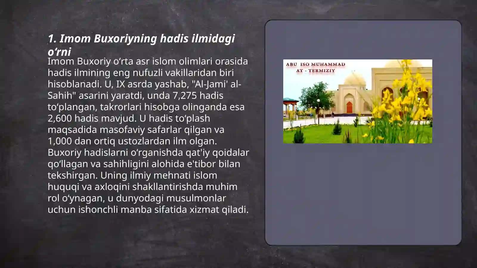 Imom Buxoriy va Imom Termiziy hadis ilmiga qoshgan hissasining qiyosiy tahlili 3