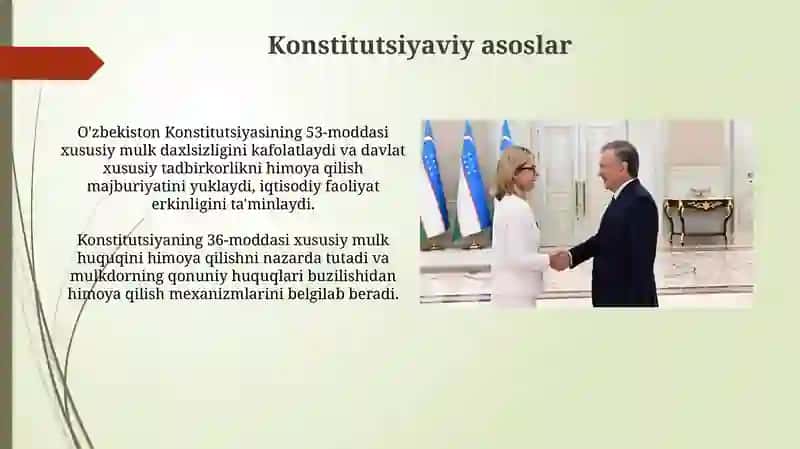 Oʻzbekistonda xususiy tadbirkorlikning davlat tomonidan himoya qilinishi 3