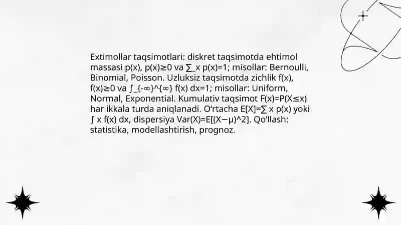 Extimollarni taqsimlash va ma'lumotlarni modellashtirish 3