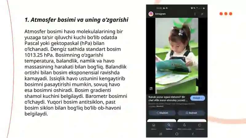 Ob-havo elementlari, yoģinlar, temperatura, shamollar va ulardagi òzgarishlarni anglash 3
