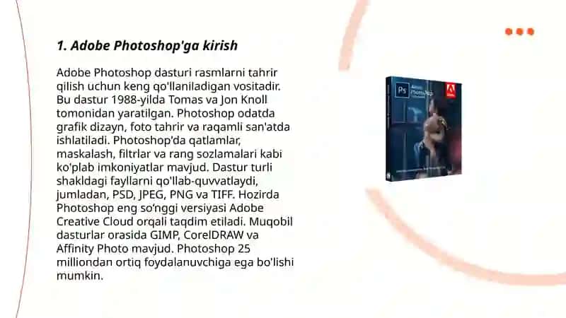 Adobe photoshop mavzusida slayd tayyorlash 3