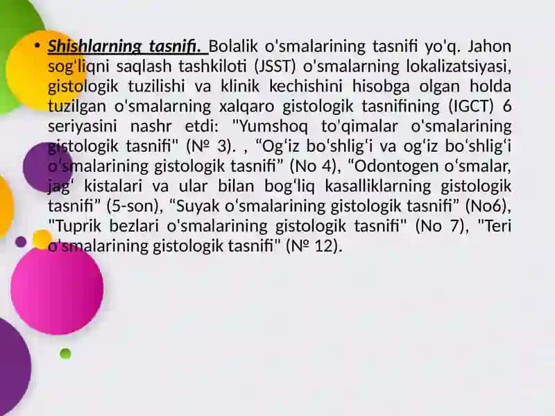 Yuzjag'soxasinixavflio'smalari. INMtasnifi,klinikasi,tashxisivadavolash. 3
