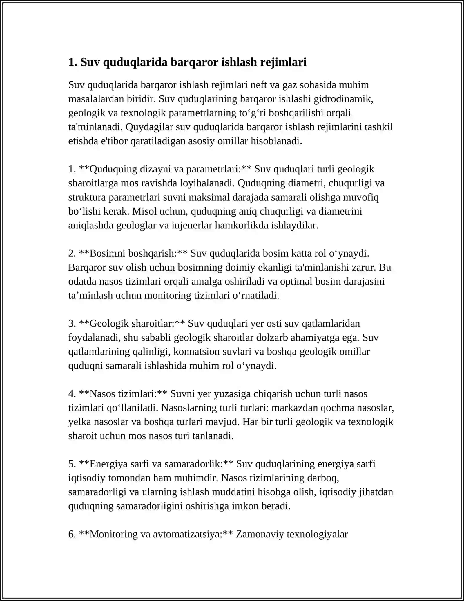 SIZILISHNING BARQAROR REJIMIGA QUDUQ TATQIQOTI NATIJASIDA ISHLOV BERISH 3