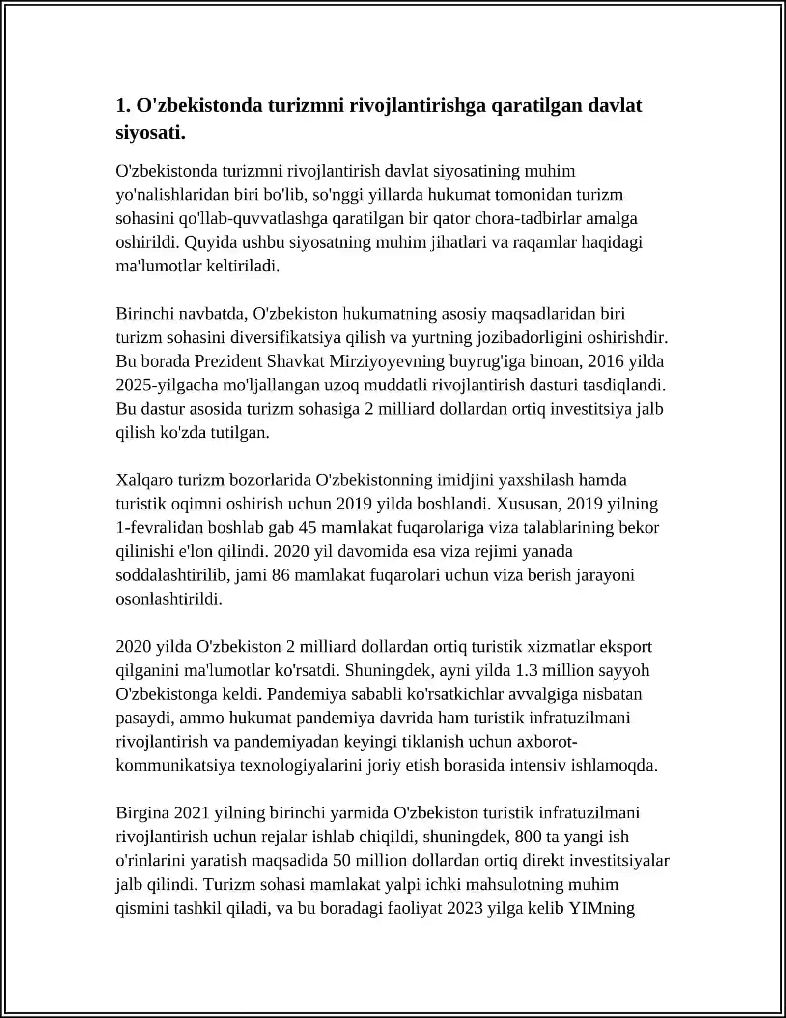 OʻZBEKISTONDA TUR OPERATOR VA TURAGENTLARNING ME'YORIY HUQUQIY ASOSLARI 3