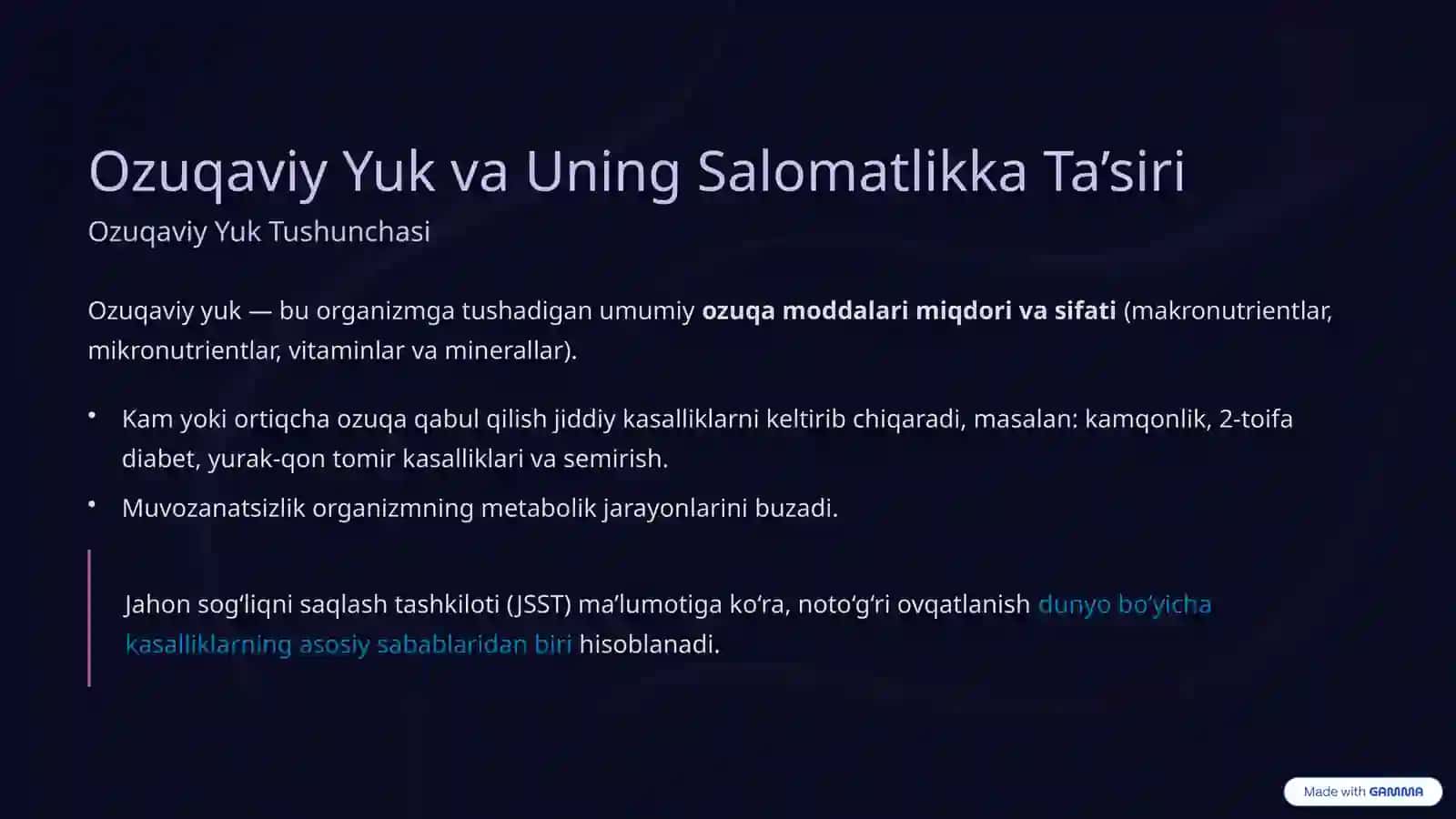 Ratsional Ovqatlanish: Oziq-ovqatning Ozuqaviy Yukining Inson Salomatligidagi Roli 3