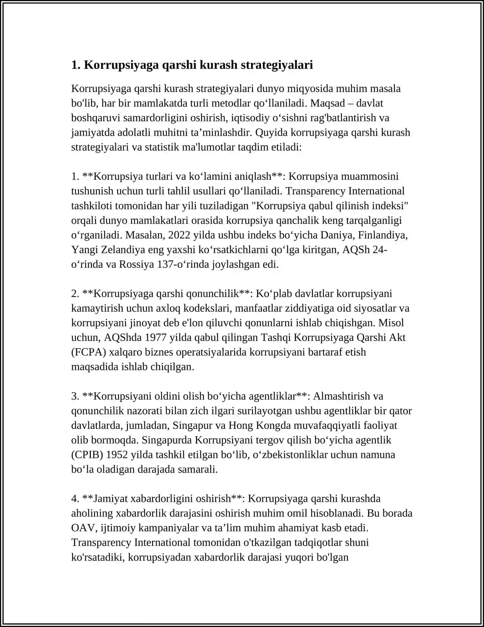 O'ZBEKISTON RESPUBLIKASIDA KORRUPSIYAGA QARSHI KURASHISH AGENTLIGINING VAZIFALARI 3