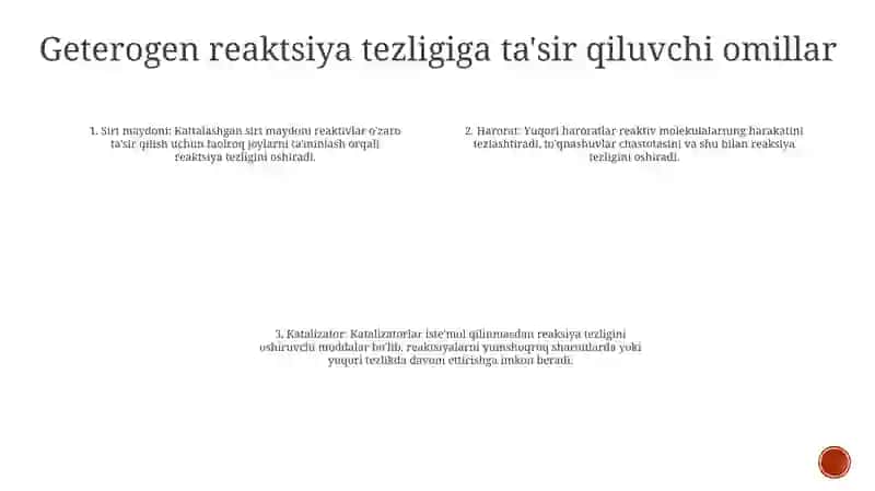Geterogen Reaktsiyalarning Tezligi 3