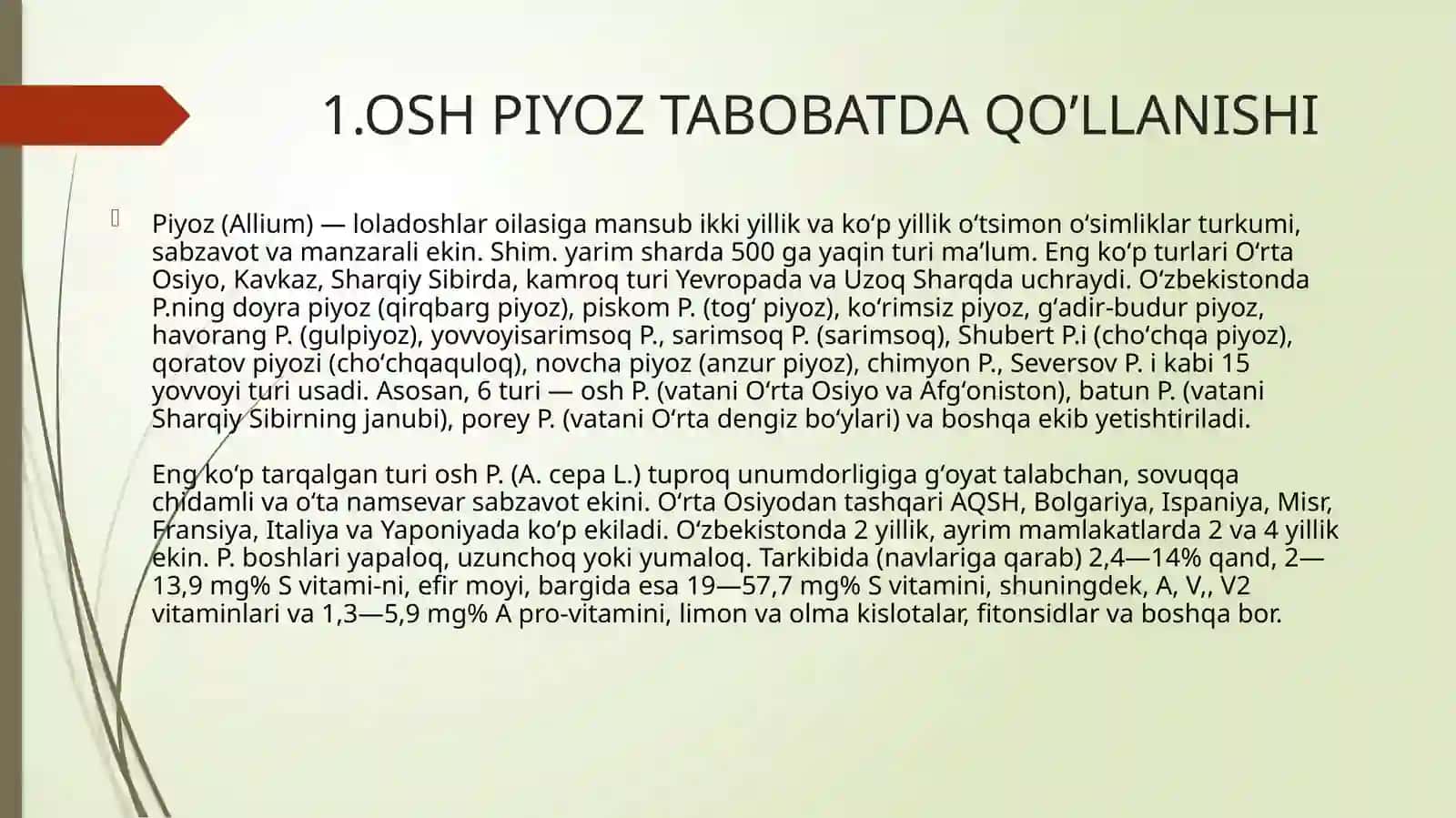 OSH PIYOZ TABOBATDA QO’LLANISHI 3
