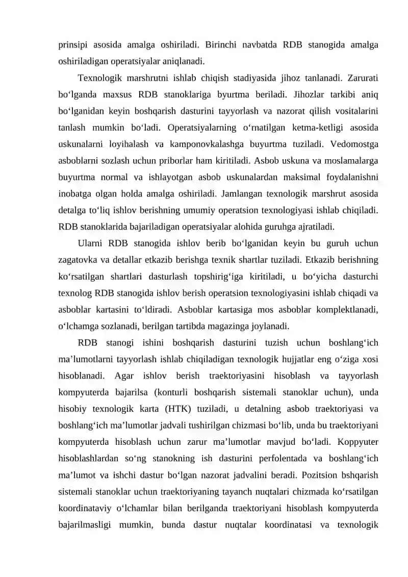 RDB texnologik jihozlar uchun boshqarish dasturini qo`llash va tayyorlash 3