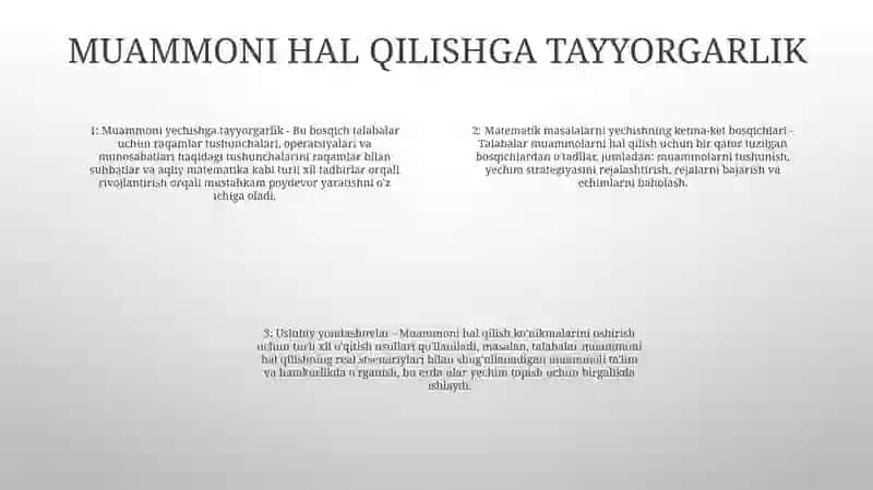 Arifmetik Masalalarni Yechishga OʻRgatishning Ketma-Ket Bosqichlari VaMetodikUsullari 3