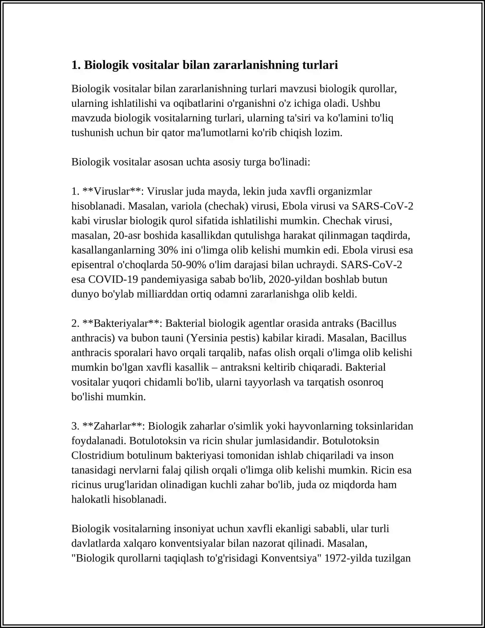 BIOLOGIK VOSITALAR BILAN ZARARLANISH OʻCHOGʻIDA TIBBIY YORDAMNI TASHKILLASHTIRISH 3