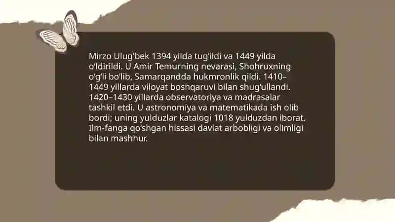Mirzo Ulug'bekning Hayoti va Tarjimai Holi 3