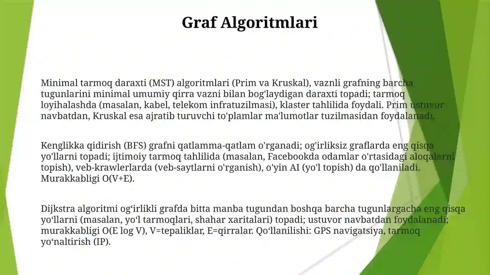 Algoritmlarningumumiykoʻrinishigamisollarkeltirish 3