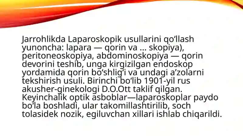 Litotripsiya  Laparoskopiyaning jarrohlikda qo‘llanishi 3
