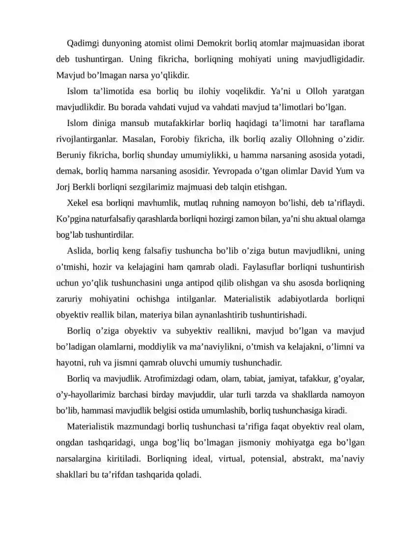 Falsafa va tabiiy ilmiy fanlarda borliqning mohiyatiga oid konsepsiyalar 3