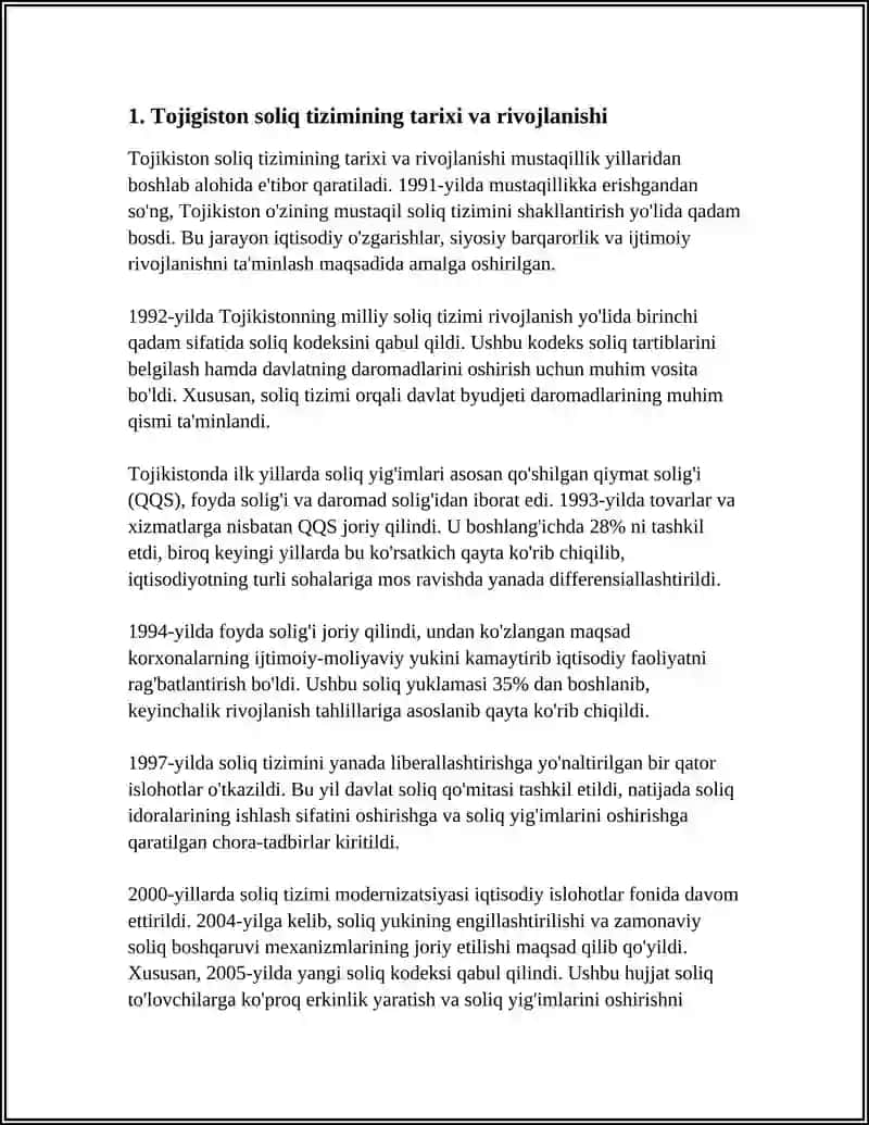 Tojikiston Davlat Soliq Tizimi Referat 3