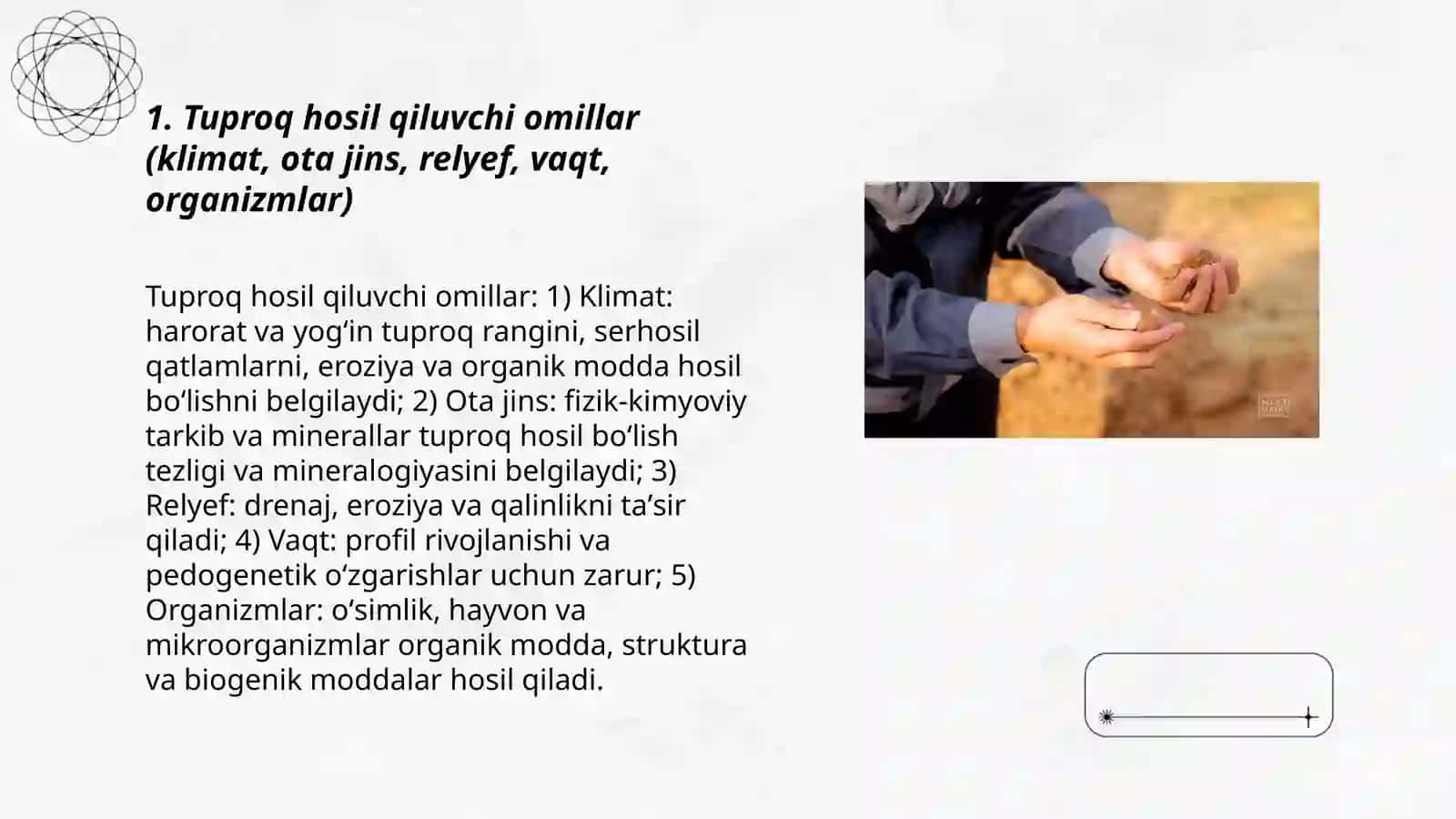 Tuproq hosil qiluvchi omillar 3