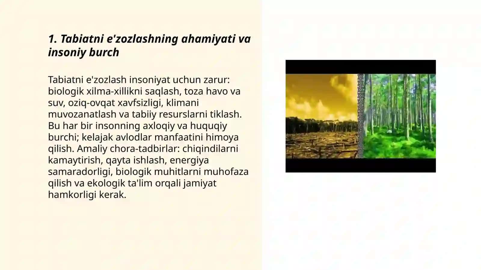 Tabiatni e'zozlash- insoniy burch 3