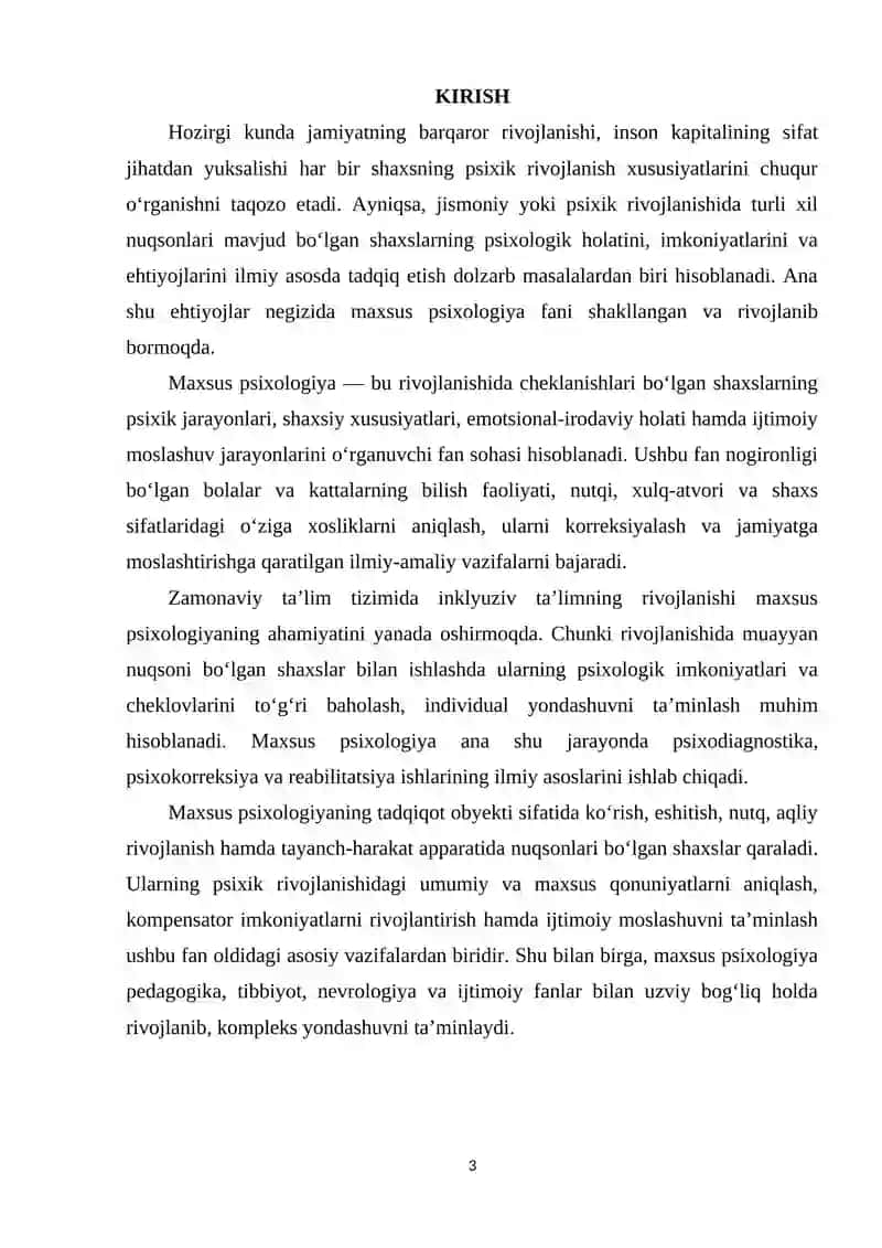Maxsus psixologiya: asosiy yo‘nalishlari va tadqiqod obekti 3