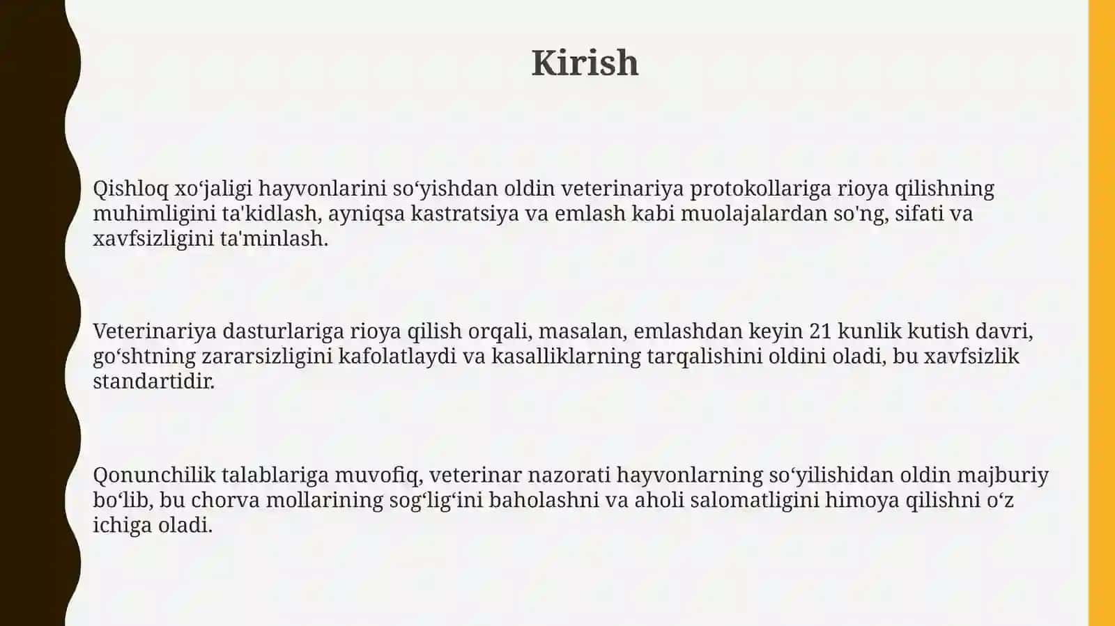 Kasalvaemlangan hayvonlarni so'yishdan oldin veterinariya dasturlariga amal qilish 3