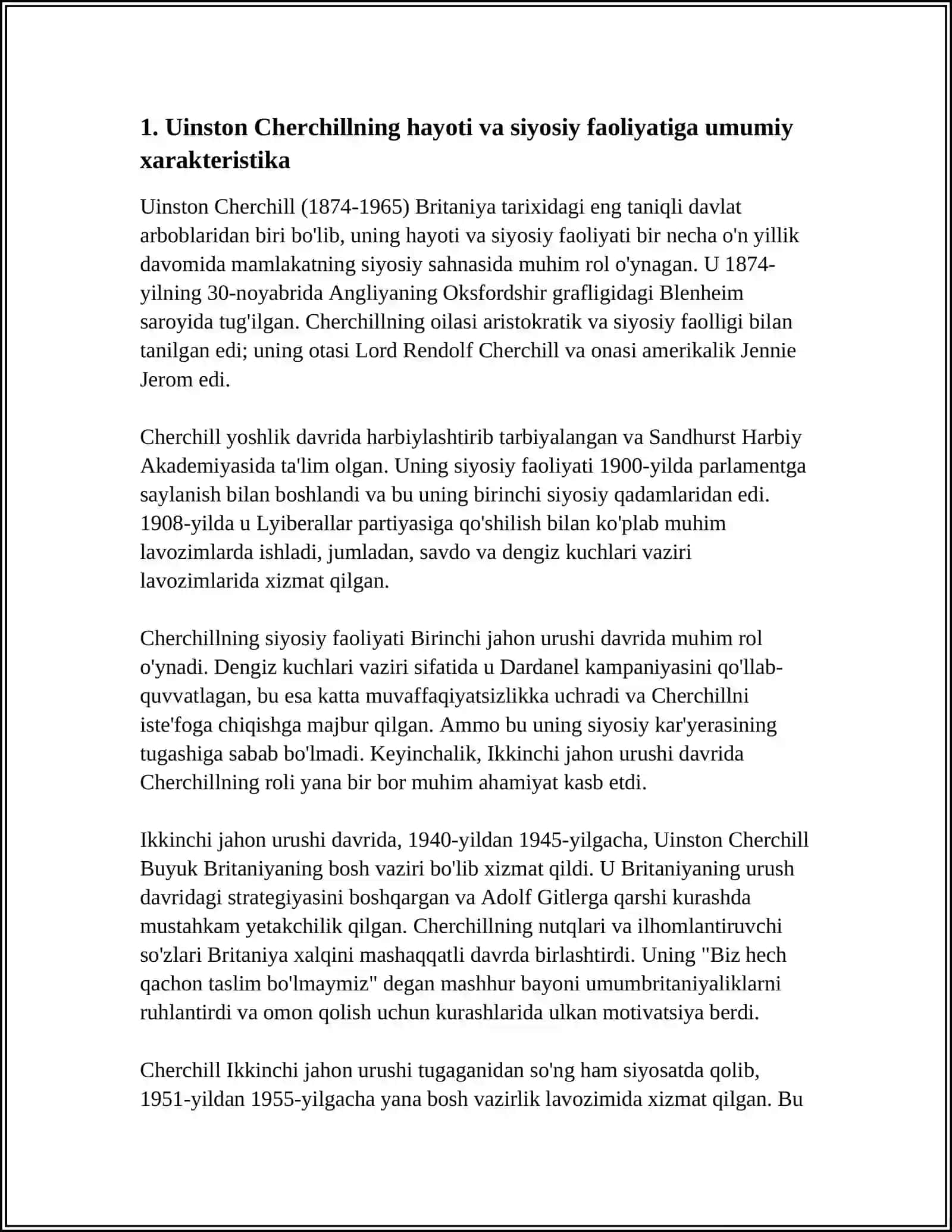 UINSTON CHERCHILL VA UNING SIYOSATI HAQIDA 3