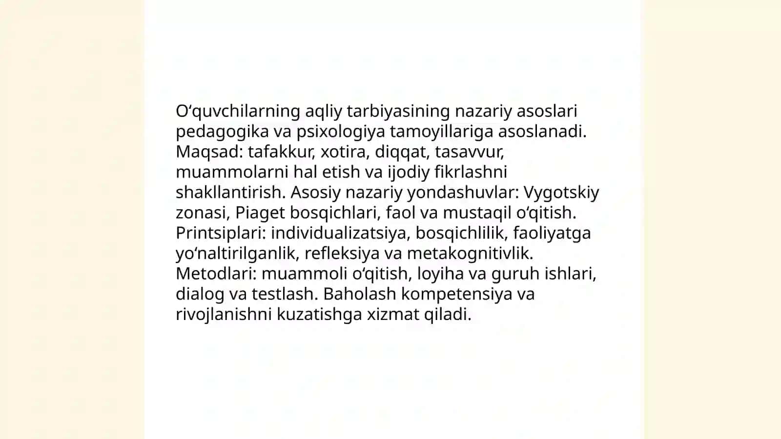 Oʻquvchilarning aqliy tarbiyasi 3
