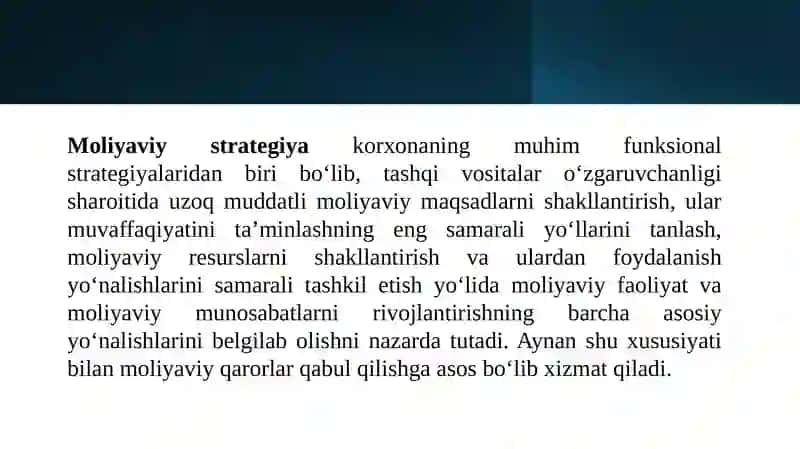 Moliyaviy qarorlar qabul qilish asoslari 3