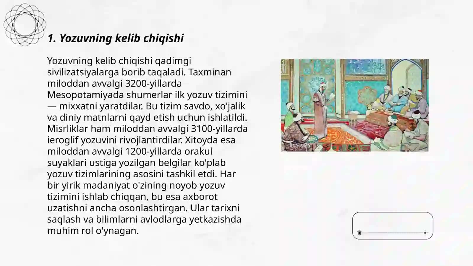 Yozuv tarixi boʻyicha taqdimot tayyorlash 3