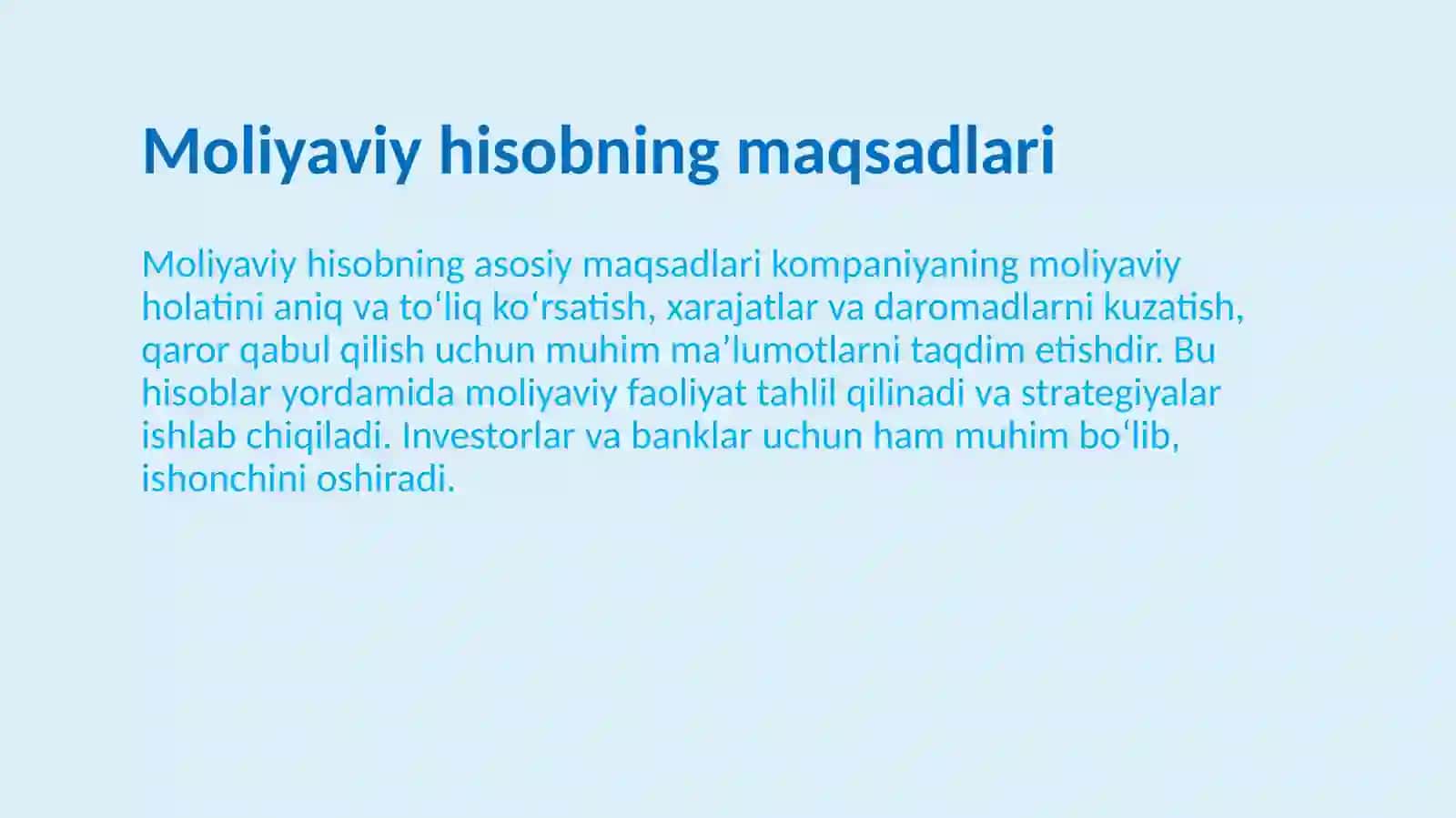 Moliyaviy hisobning asosiy maqsadi 3