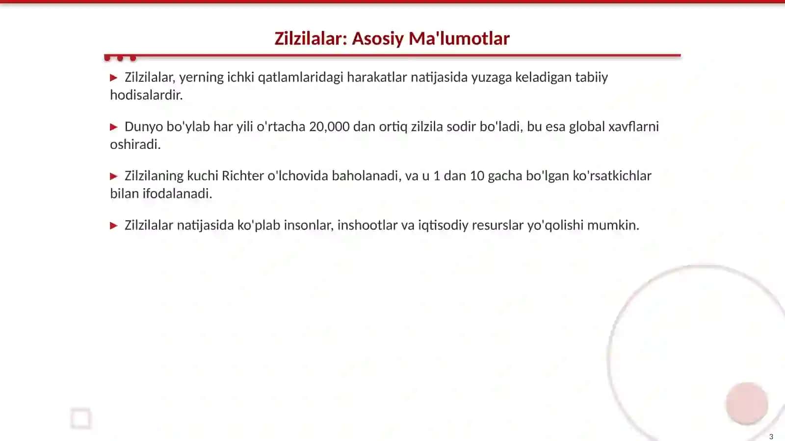Zilzila Turlari va O'ziga Xos Og'irliklari 3