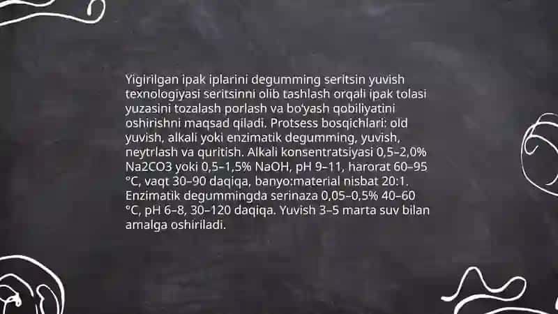 Yigirilgan ipak iplarini pardozlash texnologiyasi 3